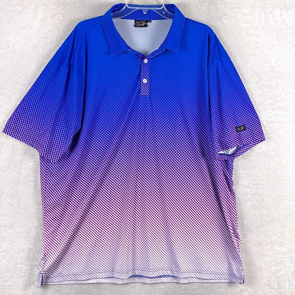 Sunday Swagger Polo Shirt Mens 3XL Blue Gradient Performance Golf Preppy Summer